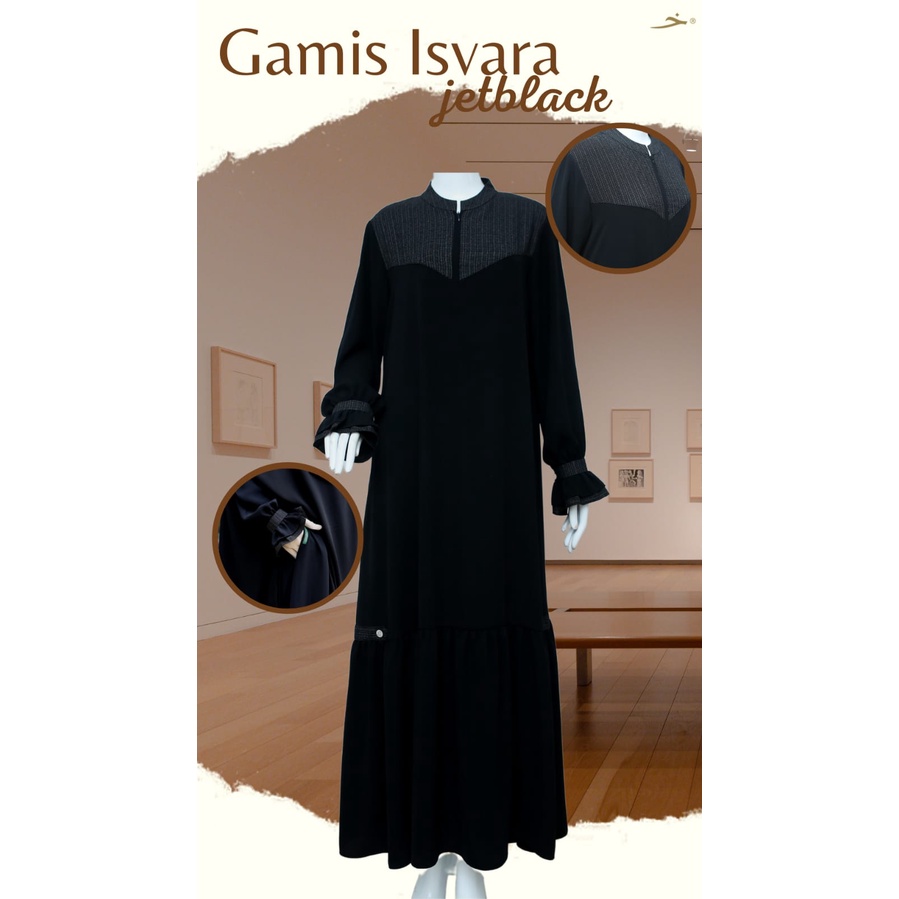 Khadijah Indonesia - Gamis Isvara Jetblack | Gamis Rufle | Wanita Muslimah