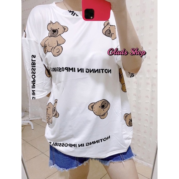 Kaos Oversize Import  Imposible Bear | KI124 | Atasan Oversized Bigsize • Couple • Fashion Wanita