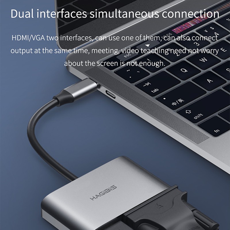 HAGIBIS USB C HDMI VGA Adapter Second Generation Type C ORIGINAL