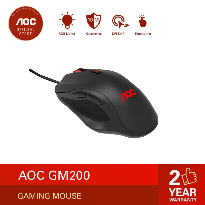 AOC GM200 Gaming mouse with Pixart 3519 sensor and RGB lights effects