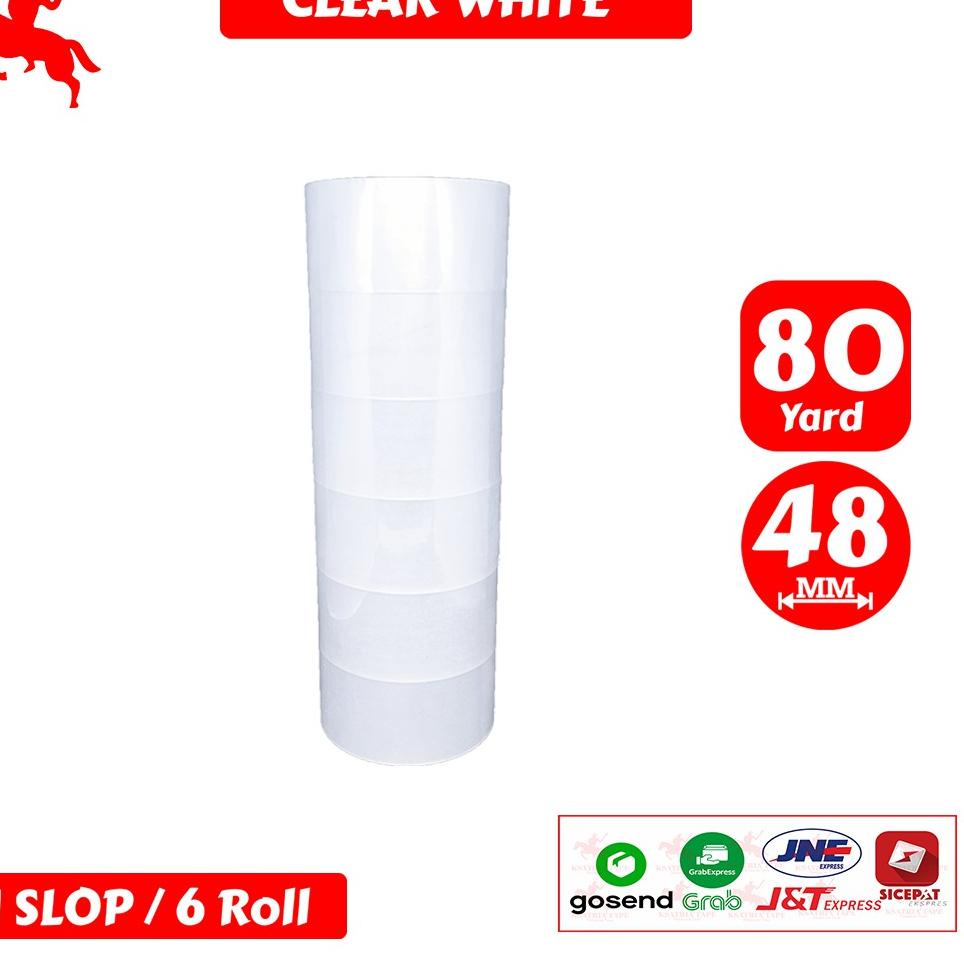 

[KODE 3624] Lakban OPP Tape / Lakban Clear White KSATRIA Tape 80 Yard (1 Slop)