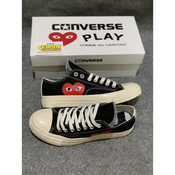 SEPATU CONVERSEE 70s CATH CDG PLAY OX BLACK WHITE BNIB