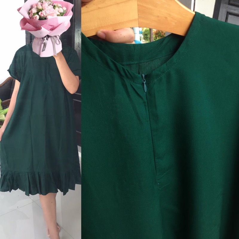 DASTER RUFFLE BUSUI SEBETIS / DASTER KEKINIAN / DASTER REMPEL VIRAL / DASTER BUSUI-Hijau botol