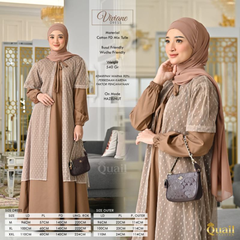 VIVIANE DRESS QUAILORI QUAIL HIJAB/QUAIL MURAH