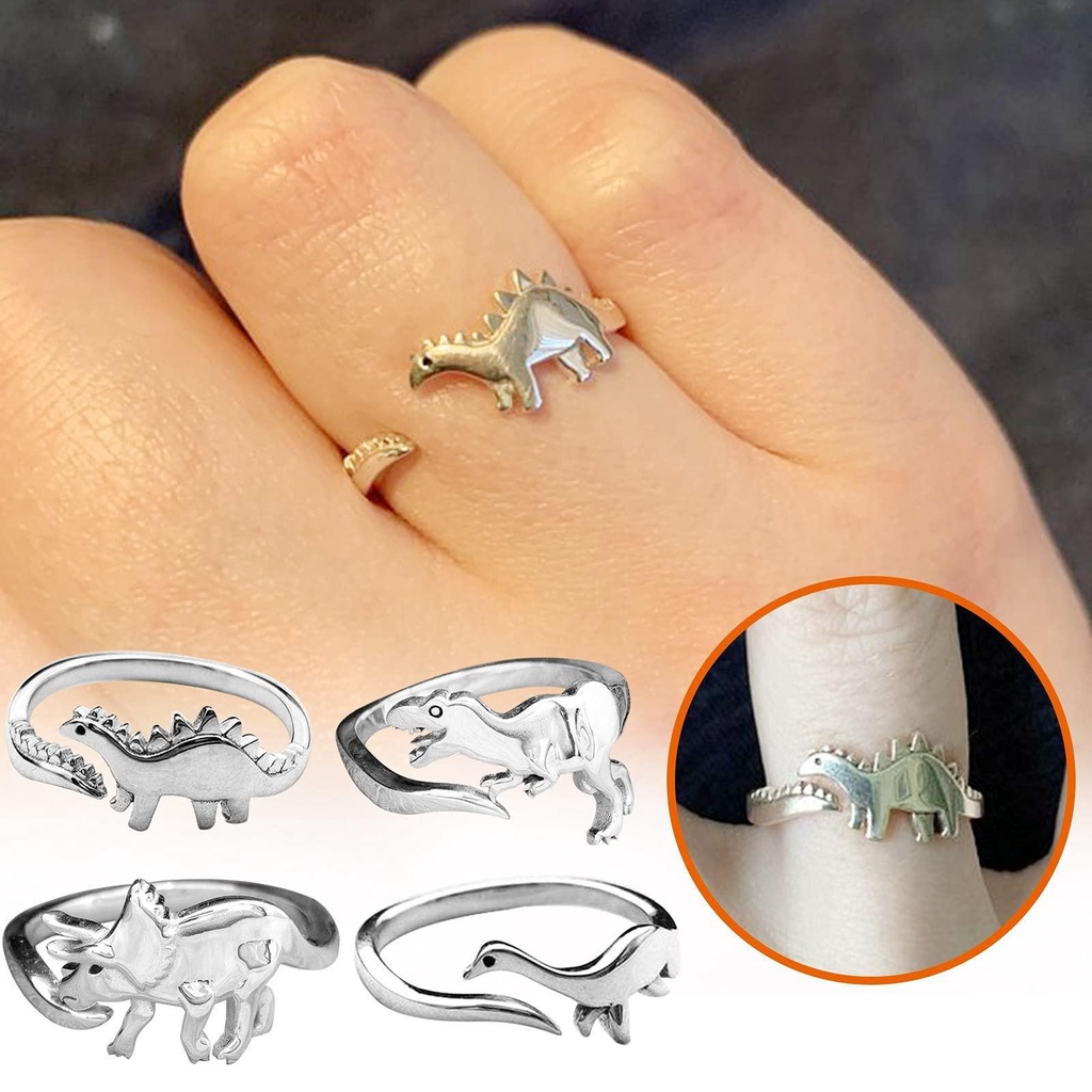 Preva Cincin Dinosaurus Wanita Triceratops Tyrannosaurus Bukaan Adjustable