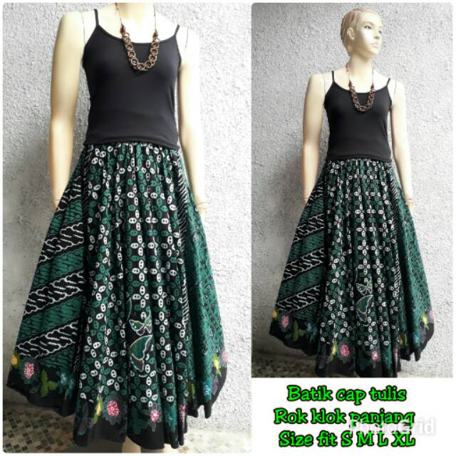 Rok batik panjang klok sayurasem hijau tosca