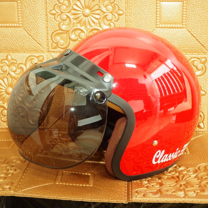 HELM BOGO CLASSIC GLOSSY SNI DEWASA PRIA DAN WANITA HELMET BOGGO RETRO KLASIK LEATHER SINTETIS KACA DATAR CEMBUNG WARNA KUNING GADING