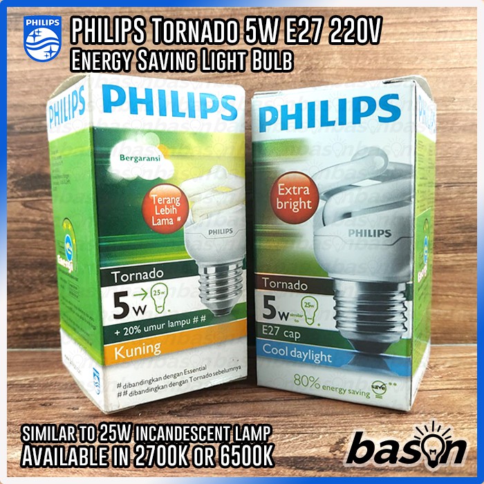 PHILIPS Tornado 5W | Lampu Spiral Hemat Energi | E27