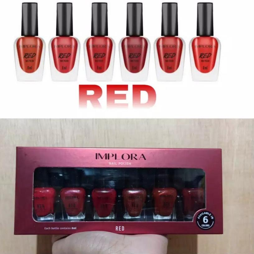 <LeT❤> IMPLORA KUTEK/NAIL POLISH/CAT KUKU 1 BOX SET ISI 6 PC NUDE SERIES / WONDER / RED SERIES / CLE