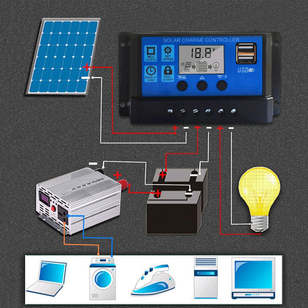 Solar Charge Controller 10A 20A 30A Cell PWM Pengisi Daya Surya 12V24V