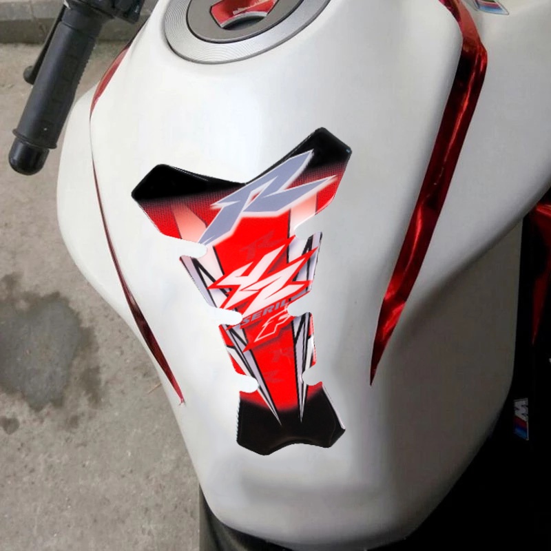 Yamaha YZF R15 46 Series Universal Tank Sticker Motor Serat Karbon Fuel Tank Cover Samping Merah Biru Pelindung Dekorasi Decals