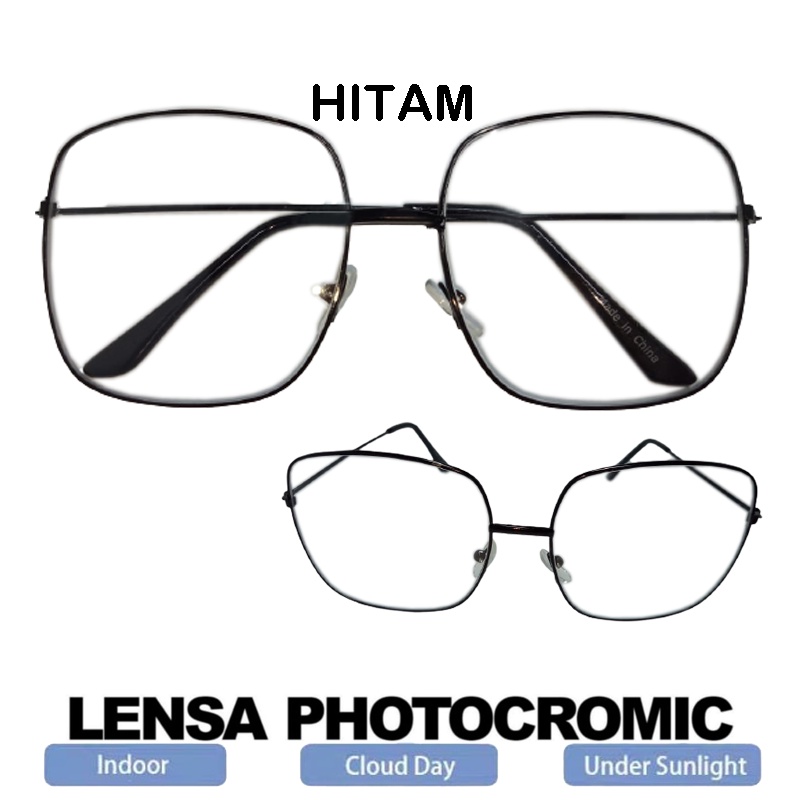 NEW Photocromic Terlaris -BAYAR DITEMPAT (COD) KACAMATA PHOTOCROMIC KACAMATA ANTI RADIASI - KACAMATA PHOTOCRHOMIC KOTAK FASHION METAL TITANIUM KOREA STYLE KACAMATA FASHION WANITA PRIA KACAMATA FOTOCROMIC FRAME BIGSIZE