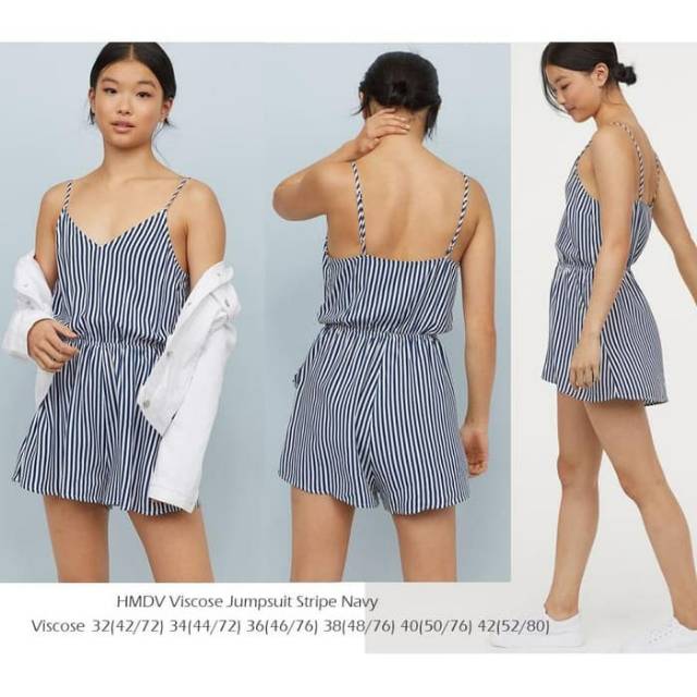 navy striped playsuit