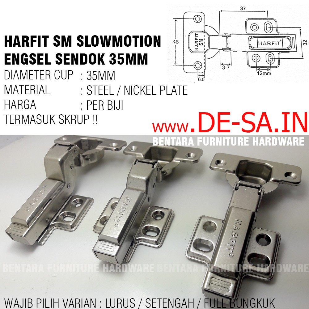 Harfit SM - 35MM Engsel Sendok Slow Motion - Clip-on Soft Closed  Conceal Hinge