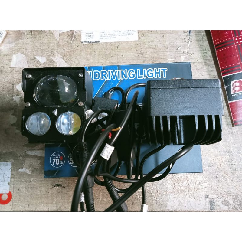 lampu tembak laser gun 3mata m60 2warna putih kuning waterproof 12-36volt motor mobil