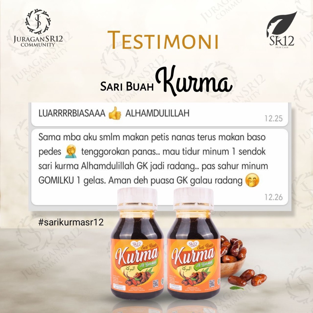 SARI BUAH KURMA AL BAROKAH SR12 / SARI KURMA ASLI / MENINGKATKAN STAMINA TUBUH / MENCEGAH ANEMIA