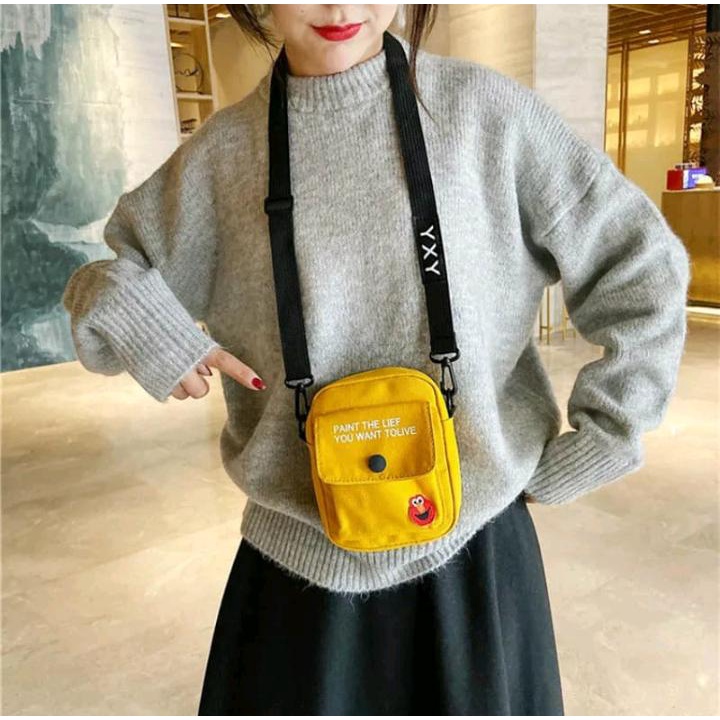 FANSTORE_PKU - Sling Bag / Wanita / Mini / Elmo / Tas Bahu / Selempang / Korea Style / Jalan / Hitam