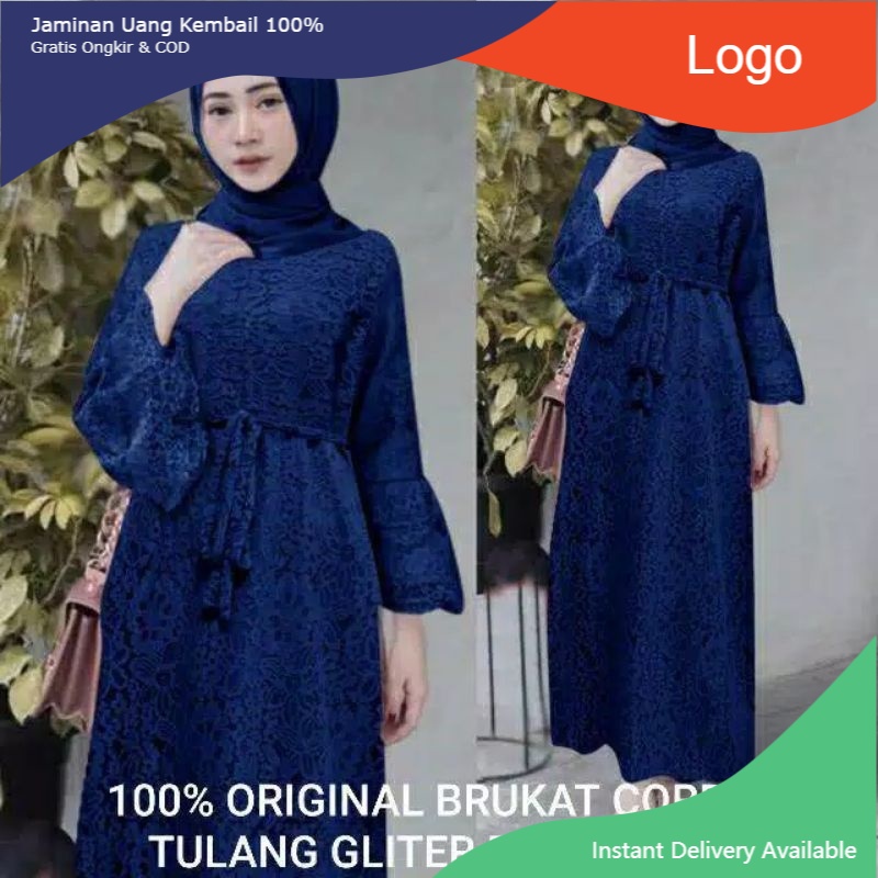 seroja Size L Xl XXL Gamis Brukat Yasina / Maxi Brukat Yasina / Baju Muslim Jumbo Pesta Hajatan Kond