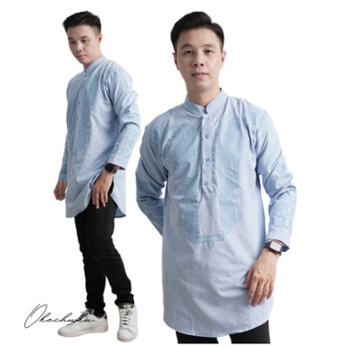 Baju koko polos bahan katun toyobo bordir big size premium Q8Q3 koko kurta kain dewasa jumbo fashion
