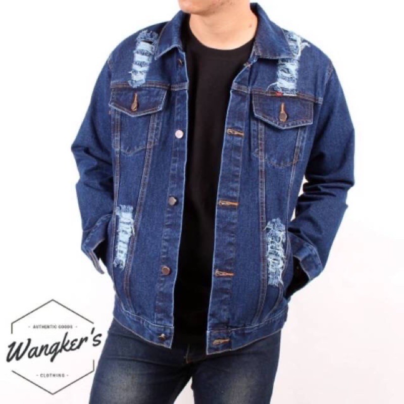 Jaket Jeans Sanwash Original-Bio wash sobek