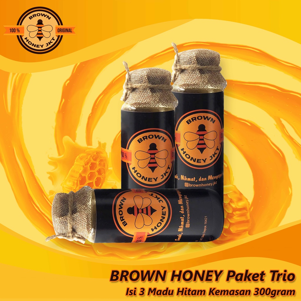 

Brown Honey Paket Trio 300gram Madu Hitam Asli 100% ORIGINAL