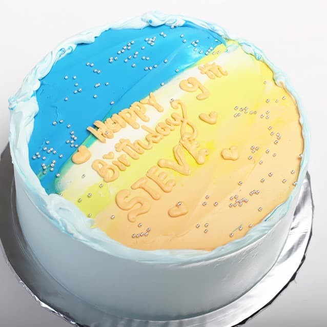 

Kue Ulang Tahun Simple Minimalis (biru kuning bulat)