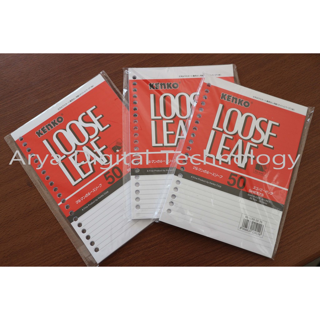 

Loose Leaf A5 Kenko 50 Lembar Kertas File Refill Isi Binder
