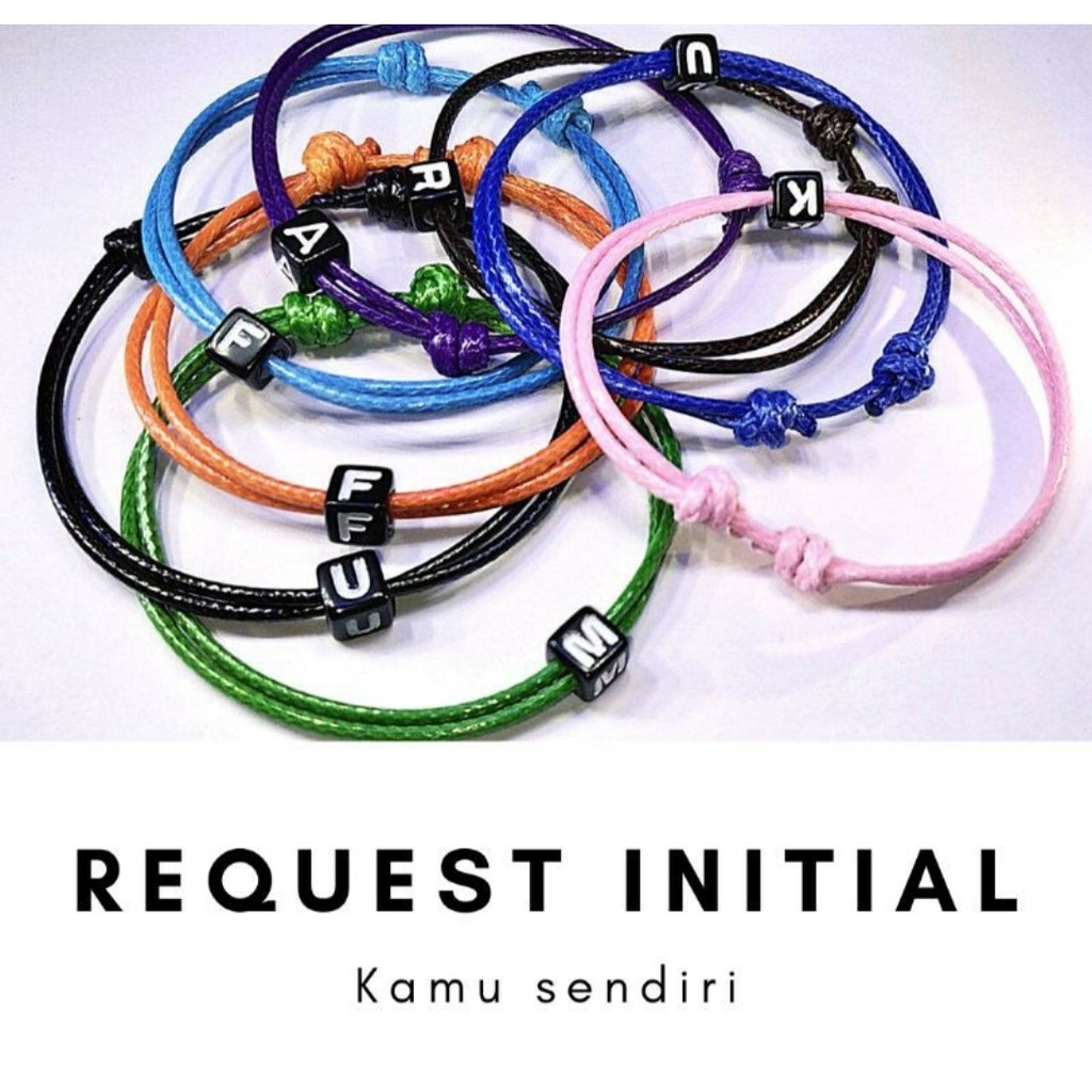 GELANG TALI SATIN NAMA INISIAL (custom INISIAL 1 HURUF) (HARGA Per 1 PCS)