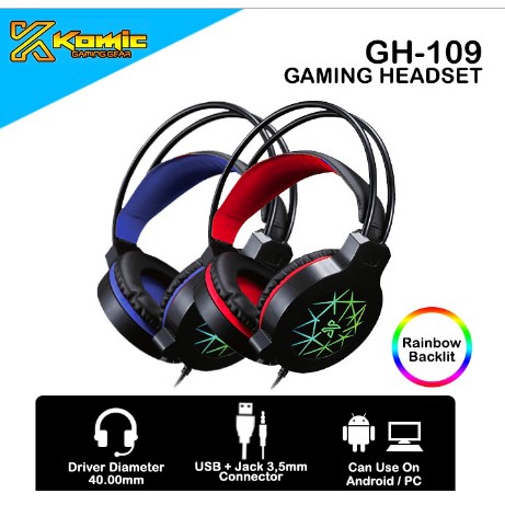 Headset Gaming Komic GH-109 - Mobile / PC Headset RGB Lighting