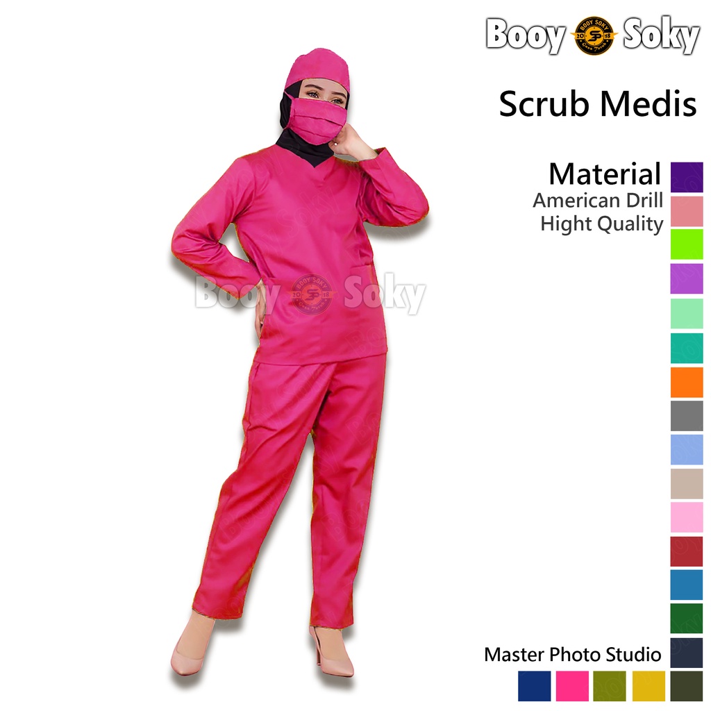 BAJU OKA / SERAGAM OKA MEDIS / BAJU OPERASI / BAJU PERAWAT LENGAN PANJANG PINK FANTA &amp; MUDA