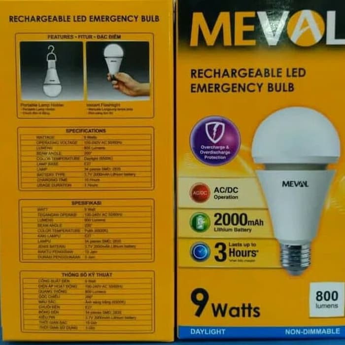 lampu emergency meval 9 watt