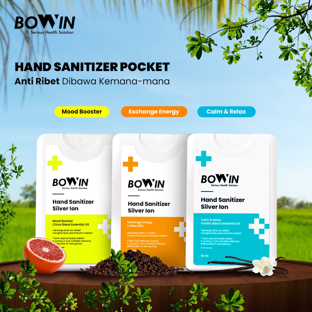 Bowin Hand Sanitizer Spray Pocket Non-Alkohol  - Silver Ion Technology (Antiseptik / Anti Bacterial)