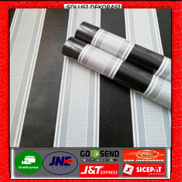 wallpaper stiker dinding murah 45 cm x 10 meter | solusi dekorasi | Motif Salur Hitam Abu