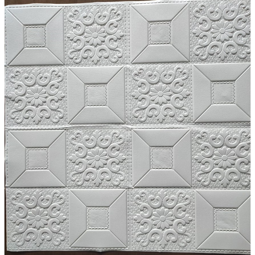 WALLPAPER DINDING 3D wallpaper dinding foam wallfoam high quality Motif Batik 003-Putih