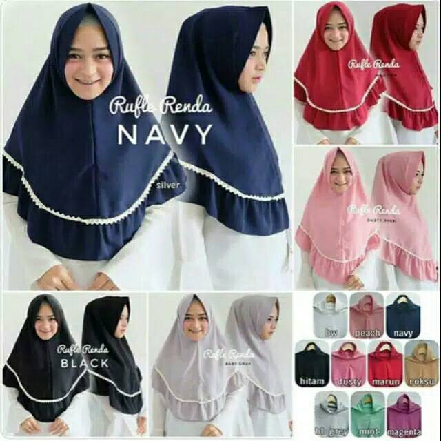 Jilbab khimar rempel renda murah