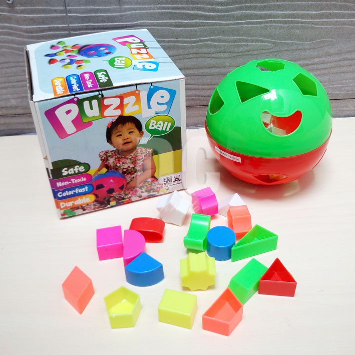 Puzzle Ball RANDOM Mainan Edukasi Blocks Bola Pintar Bentuk &amp; Warna Shape Color