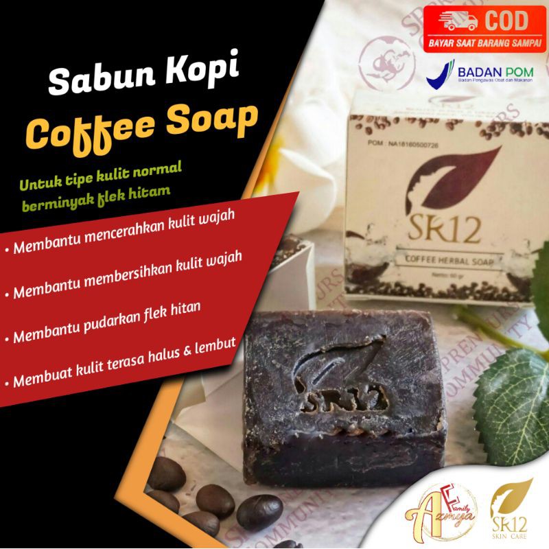COFFEE SOAP SR12 / SABUN KOPI HERBAL / PENGHILANG FLEK HITAM / BEKAS