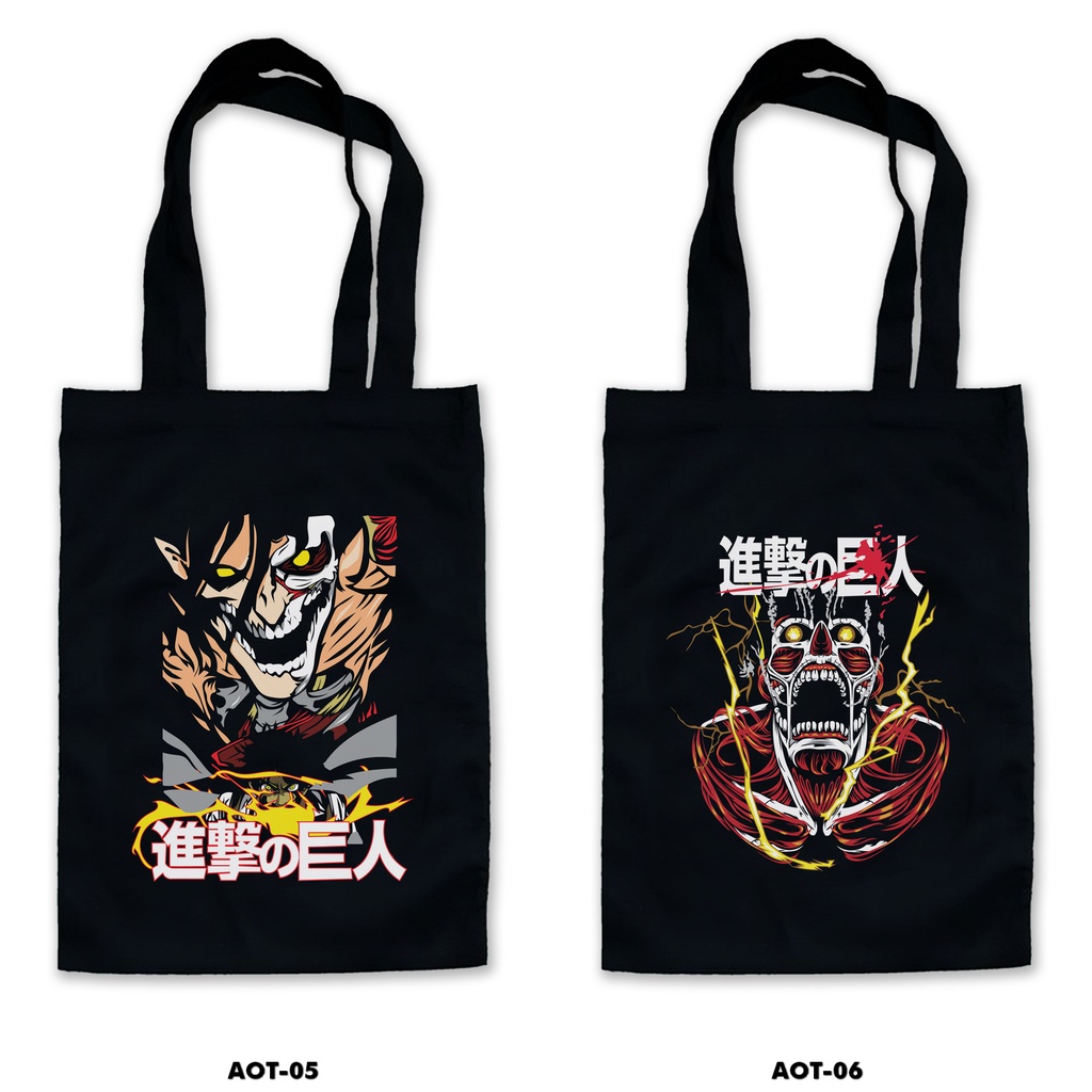 TOTE BAG HITAM - ATTACK ON TITAN /ANIME /MANGA