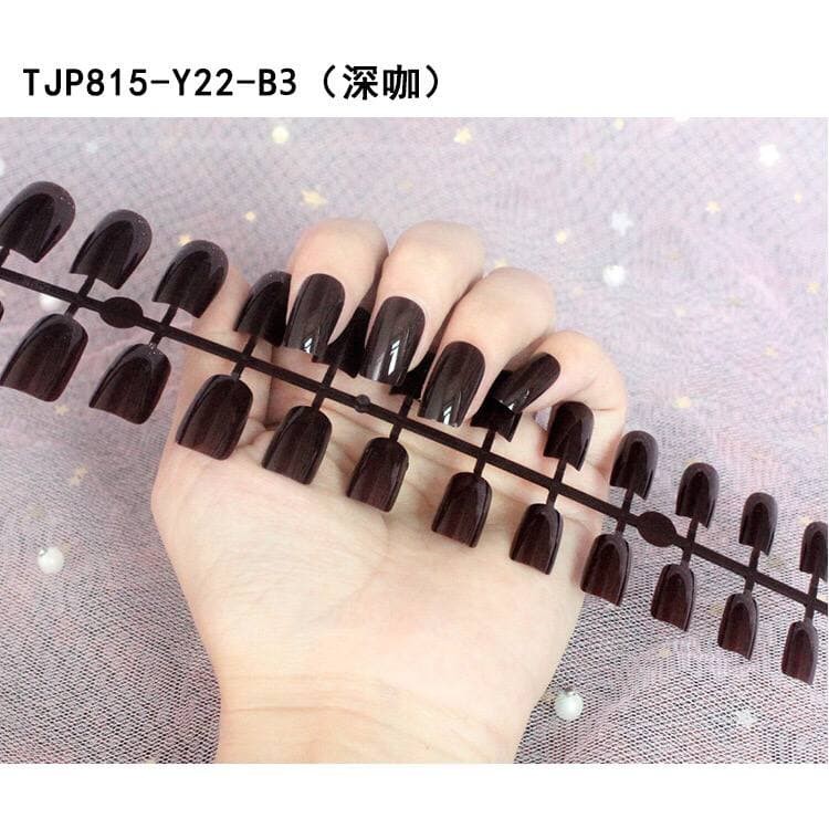 LF - 24Pc False Nail Art tips Matte Nude Coffin Ballerina Drop shaped Press On Fake (1)