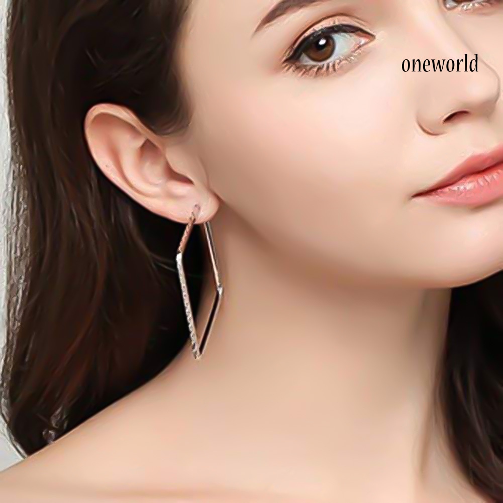 OW@ Fashion Women Hollow Square Dangle Statement Huggie Earrings Party Jewelry Gift