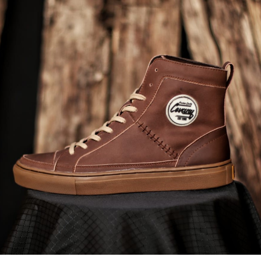MOLK Sepatu Sneakers Pria Cvny Oxford Hitam Coklat Tinggi Kulit Asli Formal Kerja