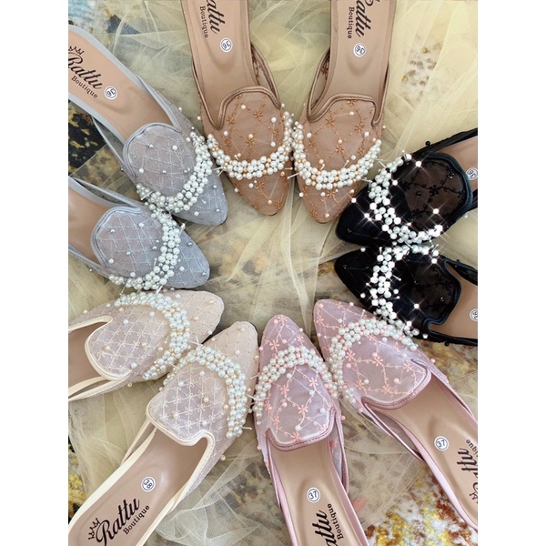 Termurah!!! COD sendal hak 5cm payet mewah safiyah series / Sepatu pengantin / wedding shoes / sepatu wisuda / sepatu tunangan