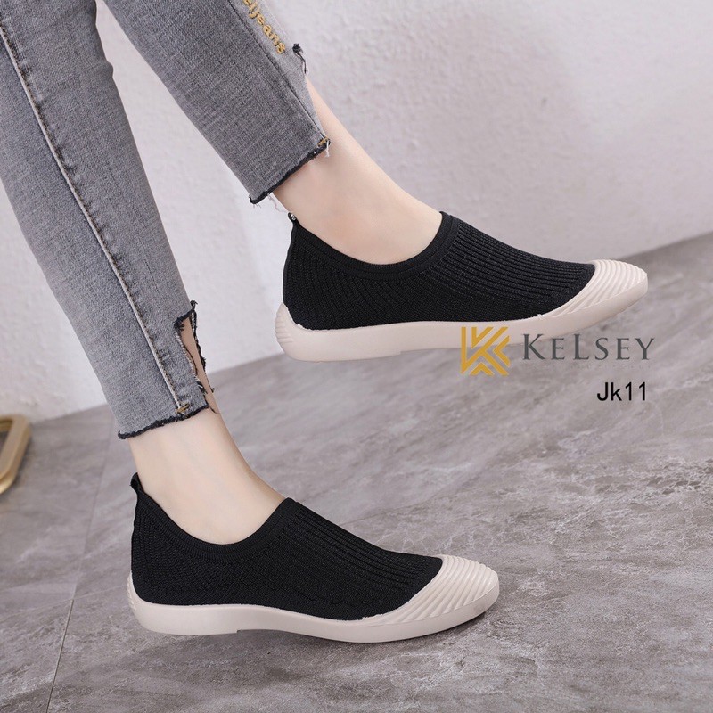 RESTOCK!!  NICOLE SEPATU FLYKNIT KELSEY JK11 SEPATU FLAT SLIP ON WANITA IMPORT