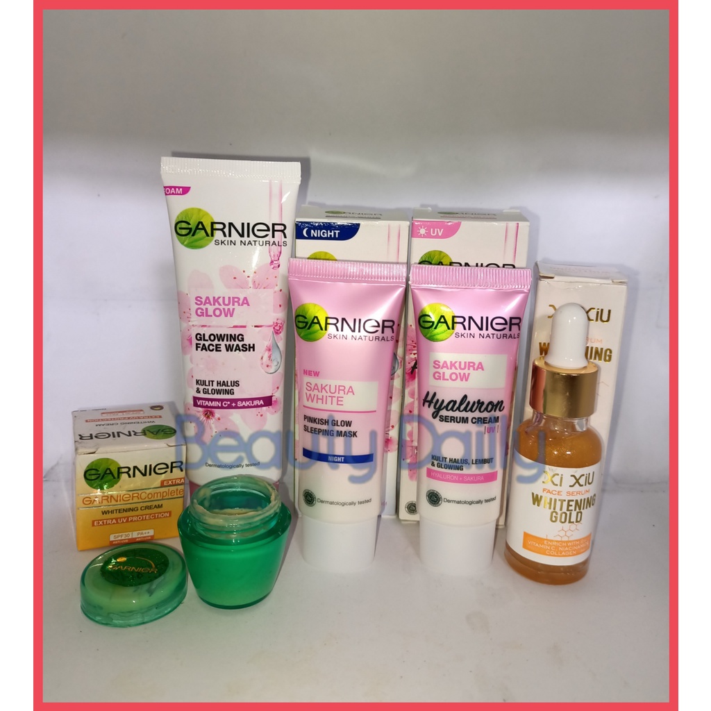 PROMO PAKET HEMAT 5 IN 1 - GARNIER SAKURA GLOW ( Foam + Pelembap UV + Pelembap Night + Cream Siang &