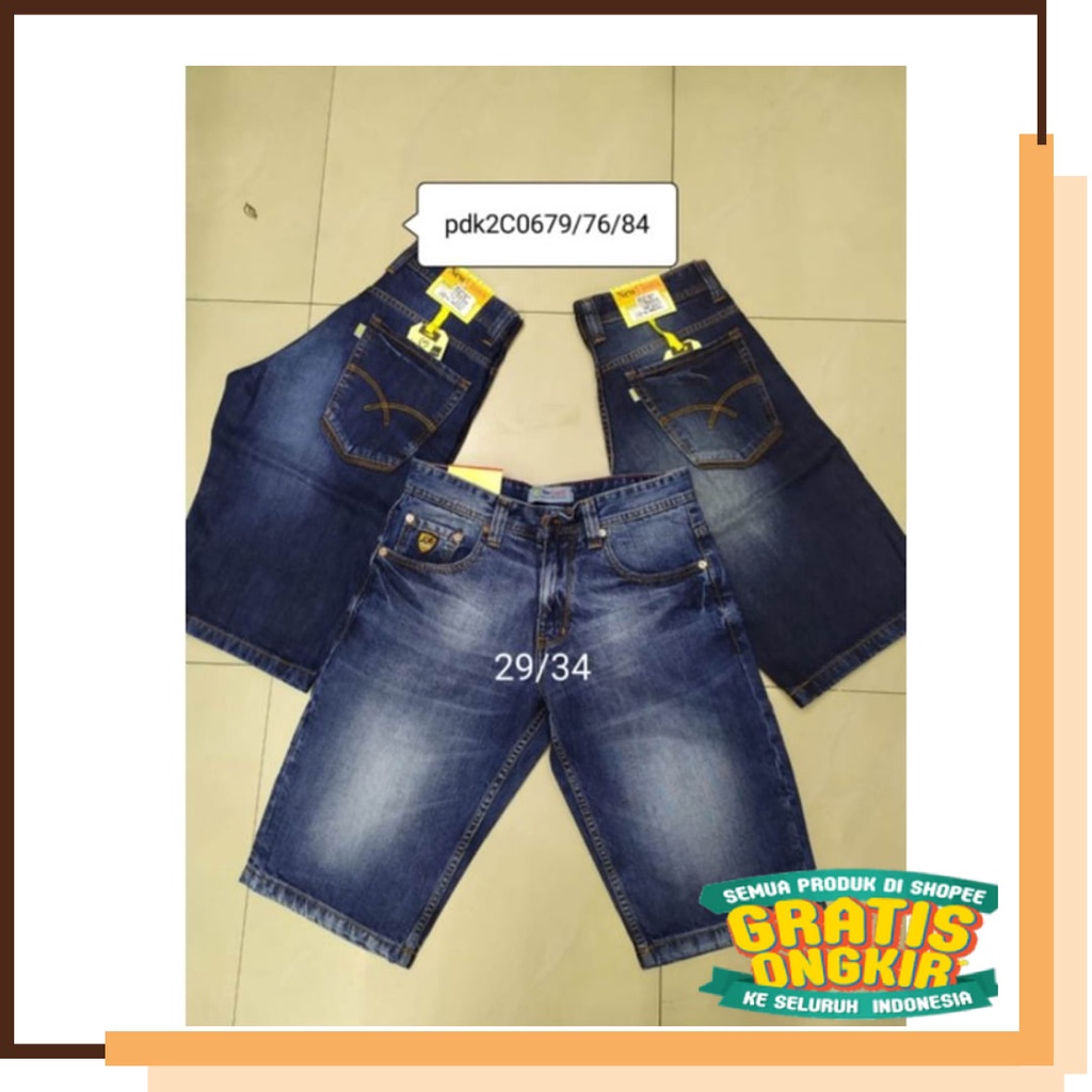 Terbaru Terkini Coklat Abu Cream Khaki Biru Tua Muda Soft  / JEANS NEW LION'S PENDEK PRIA BY ADHWA C