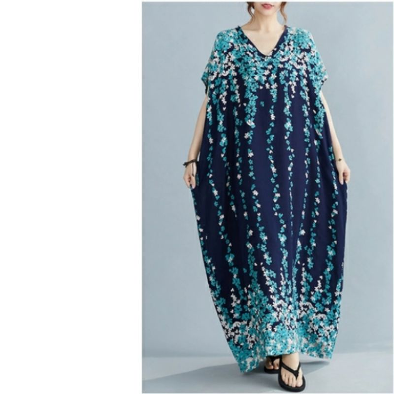 MDLV ~ 91004# Homewear Maxi Blue Dress Maxi Bigsize Oversize Fashion Import