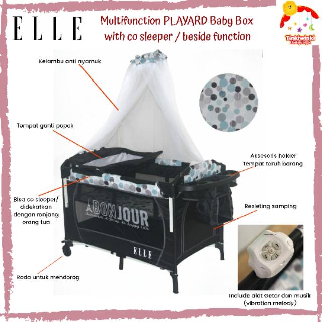 ELLE multifunction PLAYARD Baby box with co sleeper / bedside function