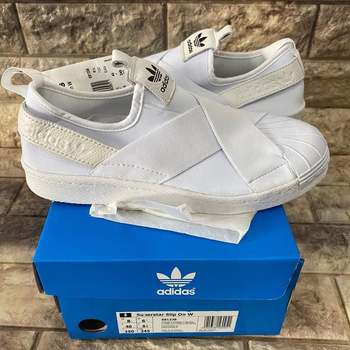 Paling Dicari Slipon Pria Remaja✿ Sepatu Slip On Adidas Superstar Full White Unisex Original