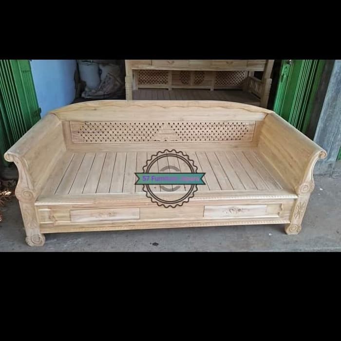 Bale bale klasik kayu jati bangku panjang besar mewah mentahan