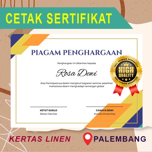 

Cetak Sertifikat / Piagam Kertas Linen